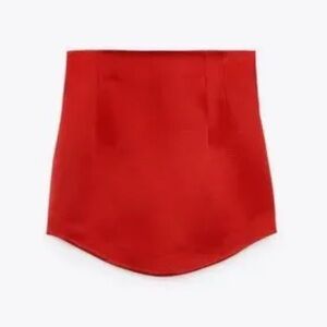 Zara Satin Effect Red Mini Skirt XS